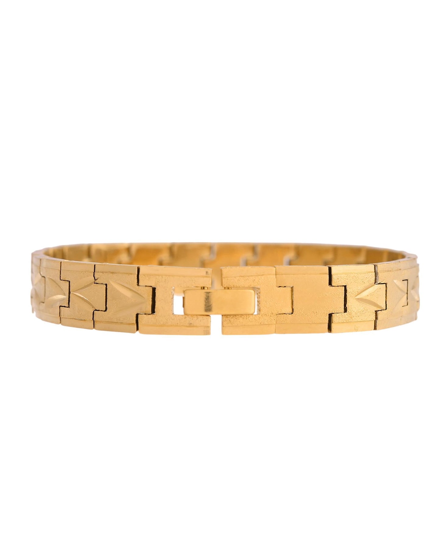 VOJ Gold Polished Textured Men's Bracelet