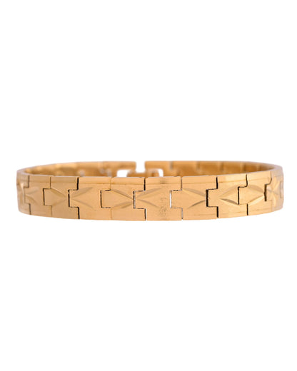 VOJ Gold Polished Textured Men's Bracelet