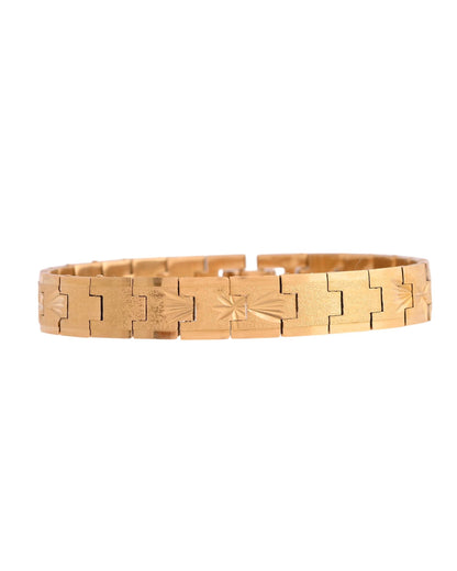VOJ Stainless Steel Men's Gold Polished Textured Bracelet