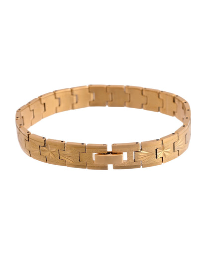 VOJ Stainless Steel Men's Gold Polished Textured Bracelet