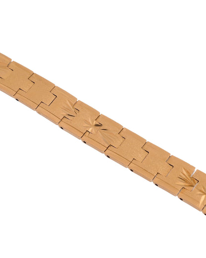 VOJ Stainless Steel Men's Gold Polished Textured Bracelet