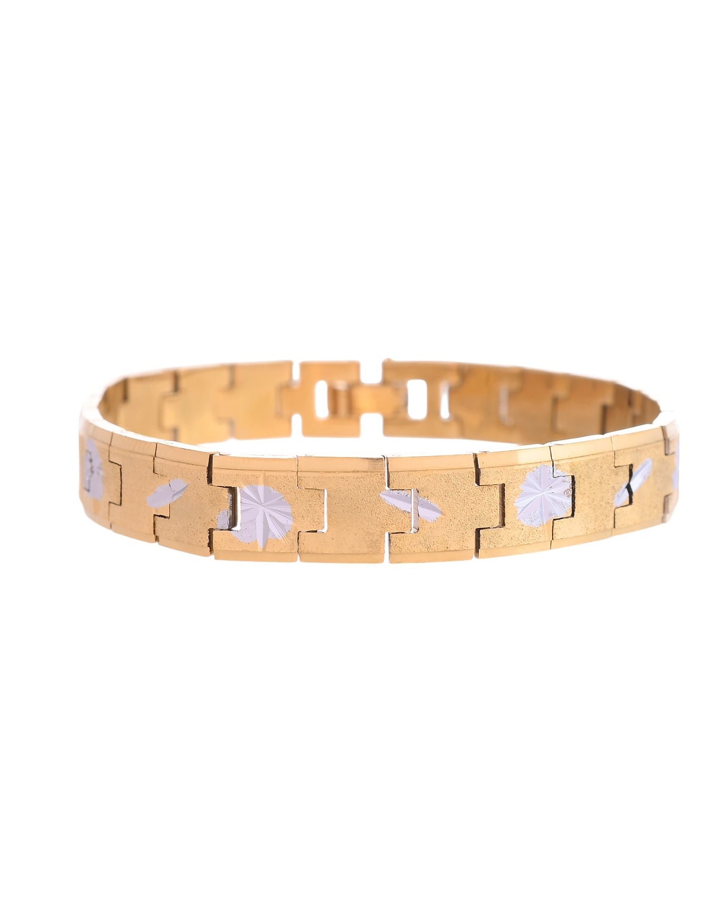 VOJ Gold And Silver Polished Textured Bracelet For Men