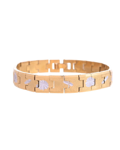 VOJ Gold And Silver Polished Textured Bracelet For Men