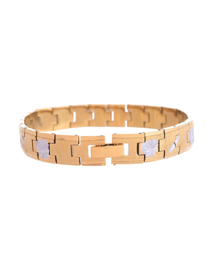 VOJ Gold And Silver Polished Textured Bracelet For Men