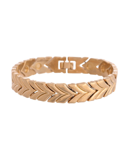 VOJ Gold Toned Magnetic Therapy Bracelet for Men