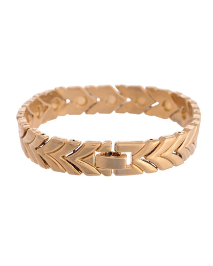 VOJ Gold Toned Magnetic Therapy Bracelet for Men