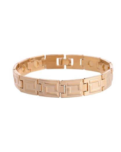 VOJ Men's Gold Polished Stainless Steel Link Bracelet