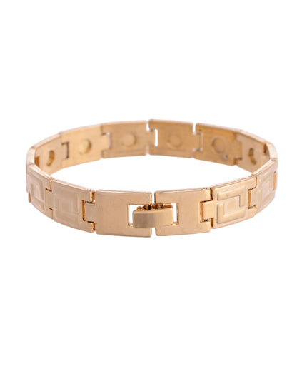 VOJ Men's Gold Polished Stainless Steel Link Bracelet