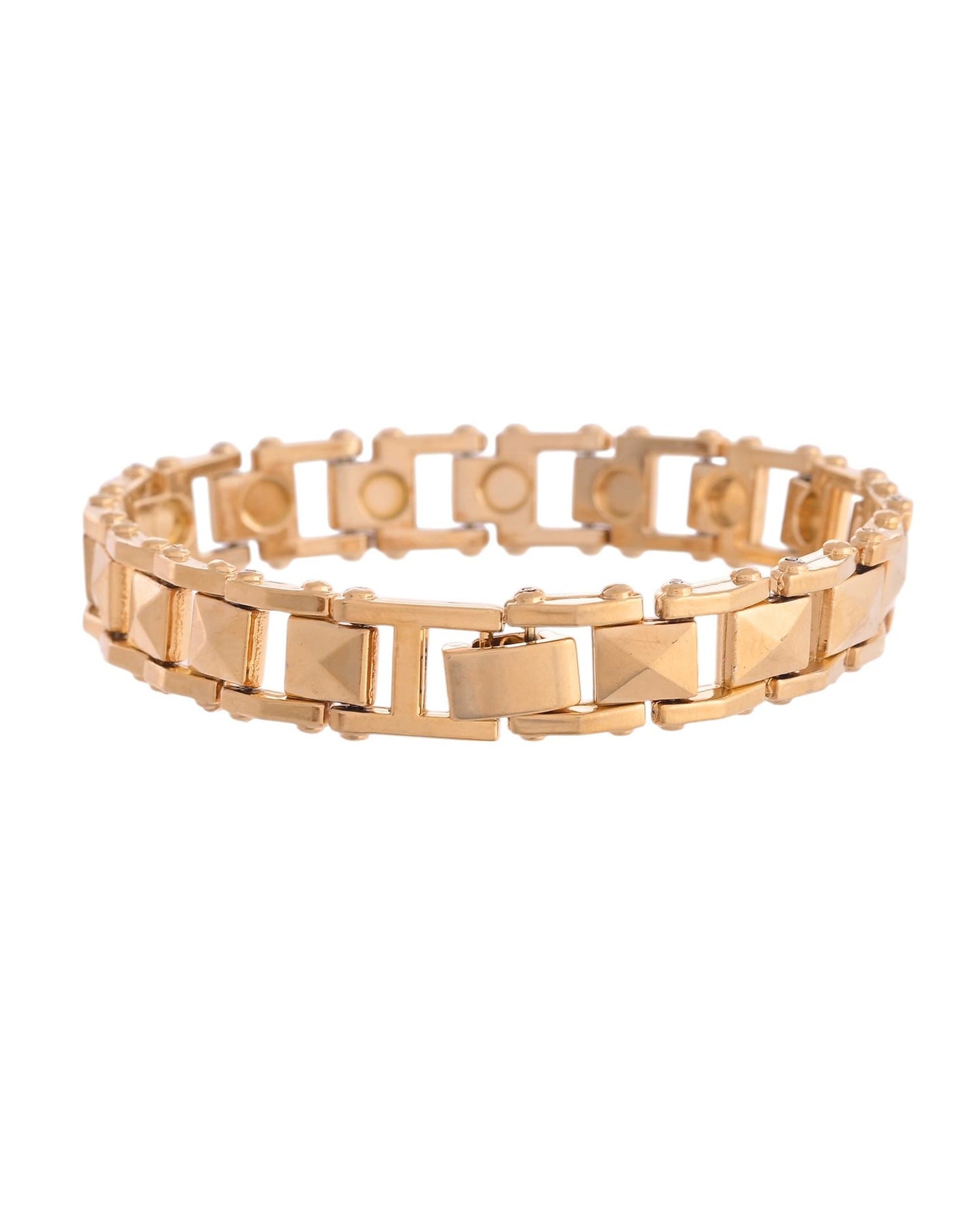 VOJ Geometric Design Gold Polished Bracelet