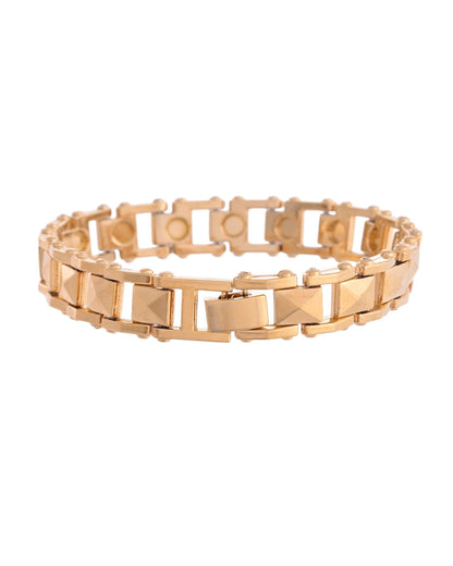 VOJ Geometric Design Gold Polished Bracelet