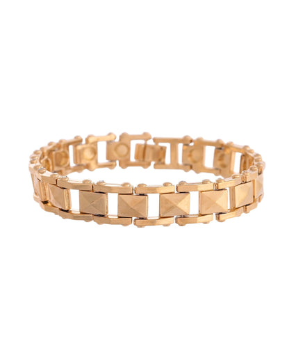 VOJ Geometric Design Gold Polished Bracelet