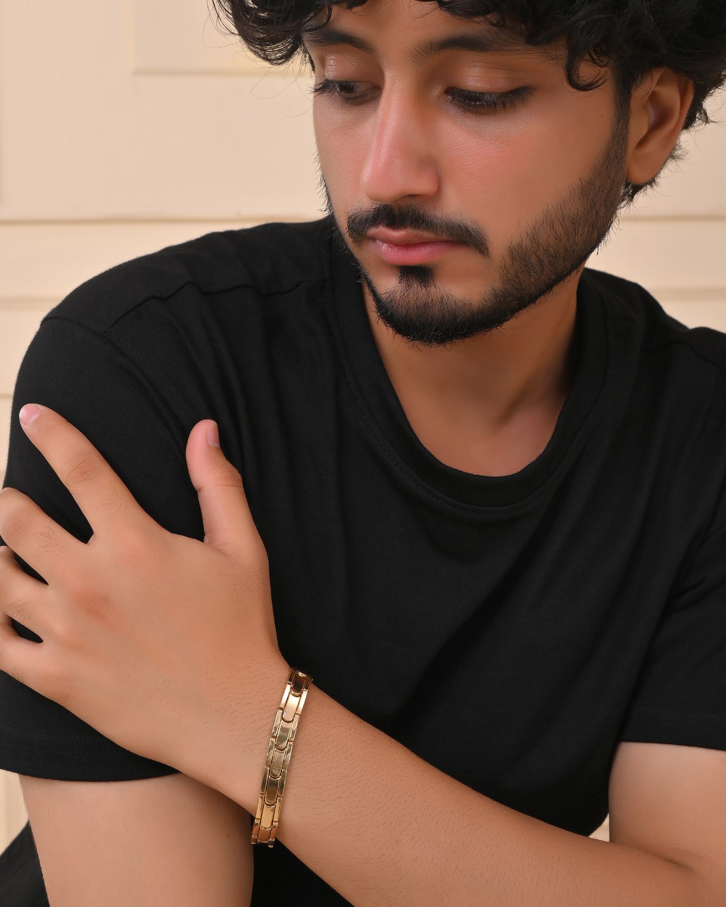 VOJ Classic Gold-Toned Stainless Steel Power Element Bracelet