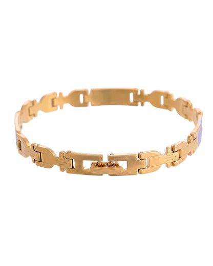 VOJ Men's Elegant Two-Tone Gold & Silver Link Bracelet