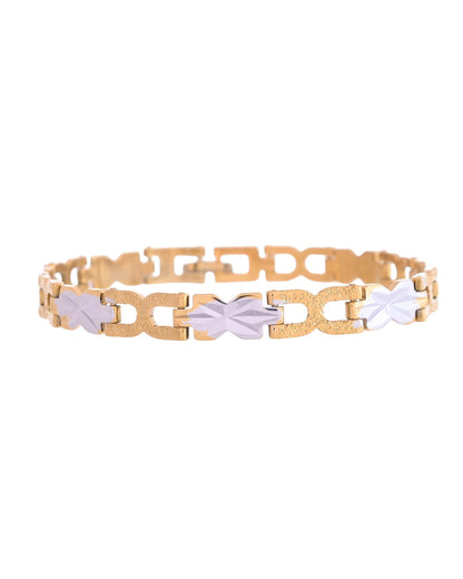 VOJ Men Gold Polished & Silver-Toned Exquisite Alloy Link Bracelet