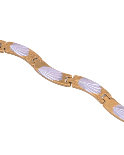 VOJ Men Gold Polished & Silver-Toned Exquisite Waved Linked Bracelet