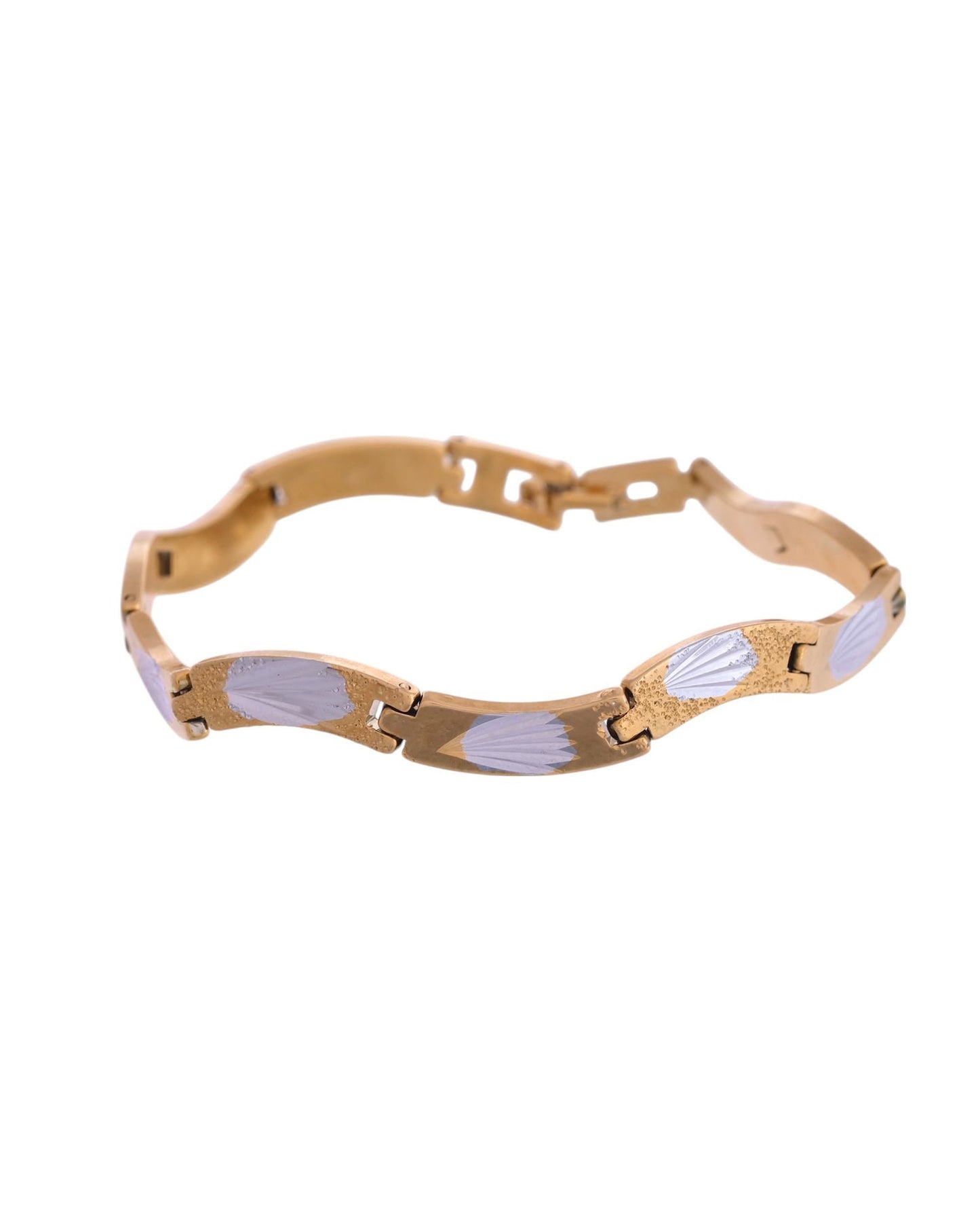 VOJ Men Gold Polished & Silver-Toned Exquisite Waved Linked Bracelet