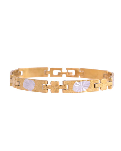 VOJ Men's Double Toned Stainless Steel Textural Linked Bracelet