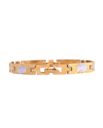 VOJ Men's Double Toned Stainless Steel Textural Linked Bracelet
