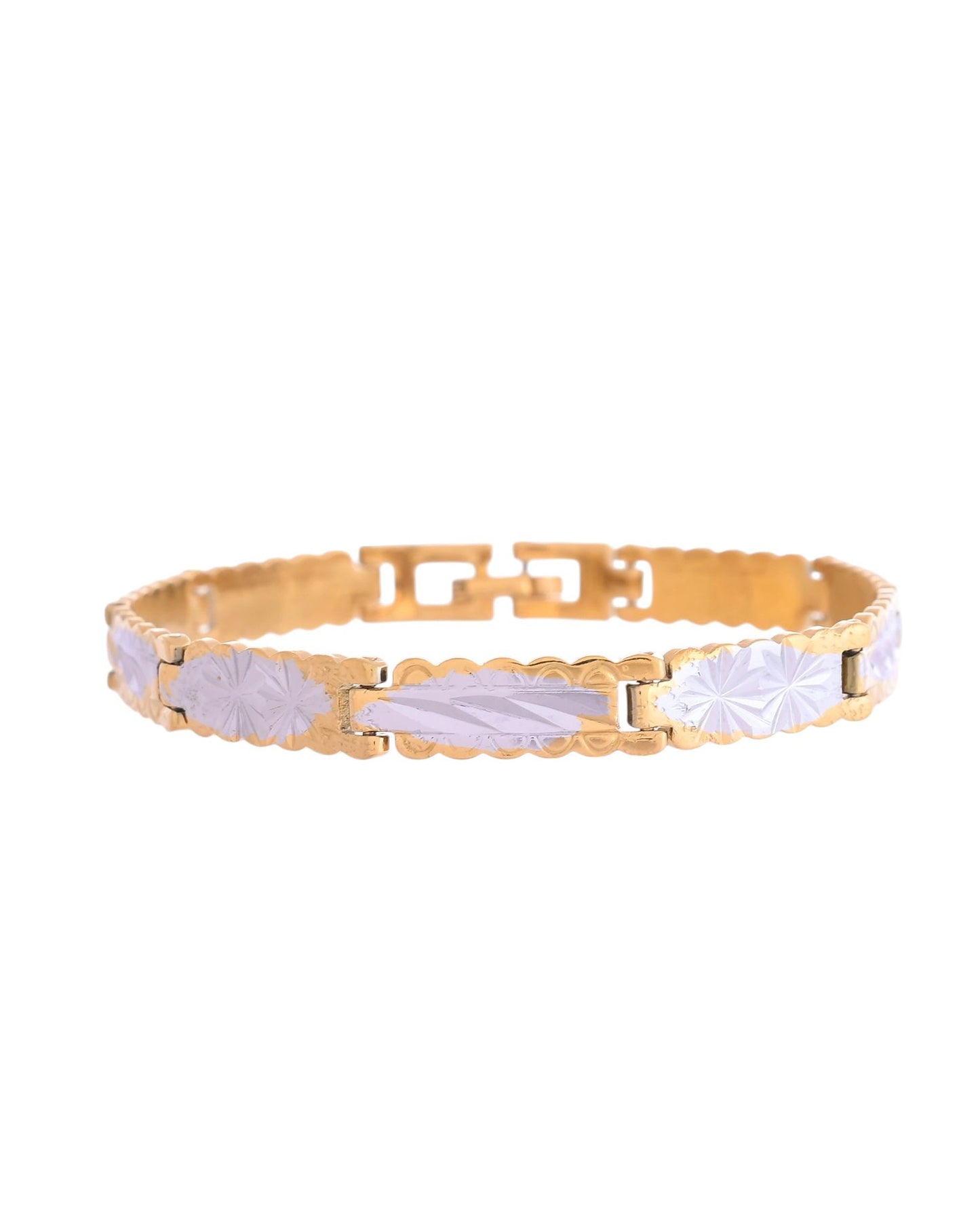 VOJ Men's Double Toned Textural Linked Bracelet