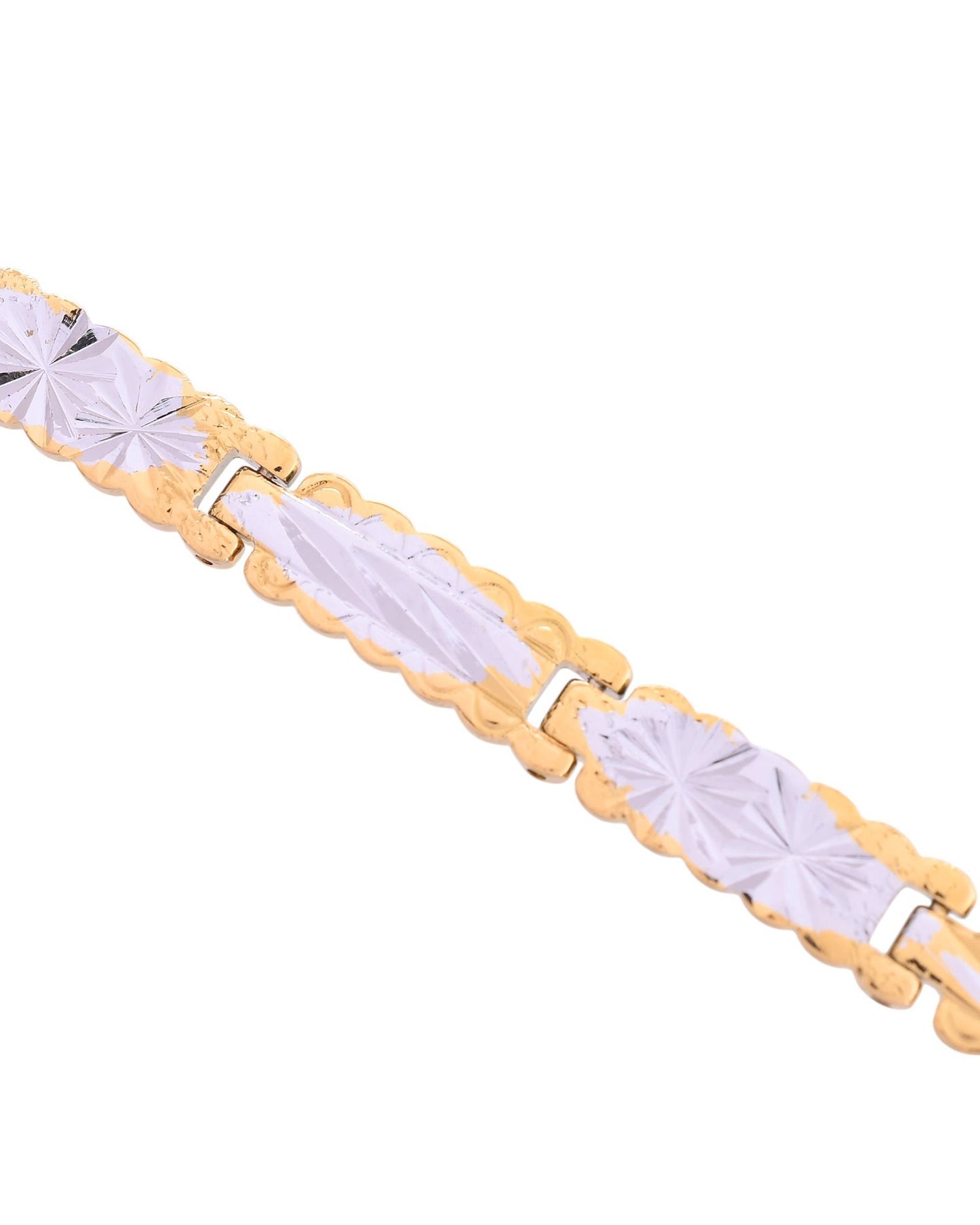 VOJ Men's Double Toned Textural Linked Bracelet