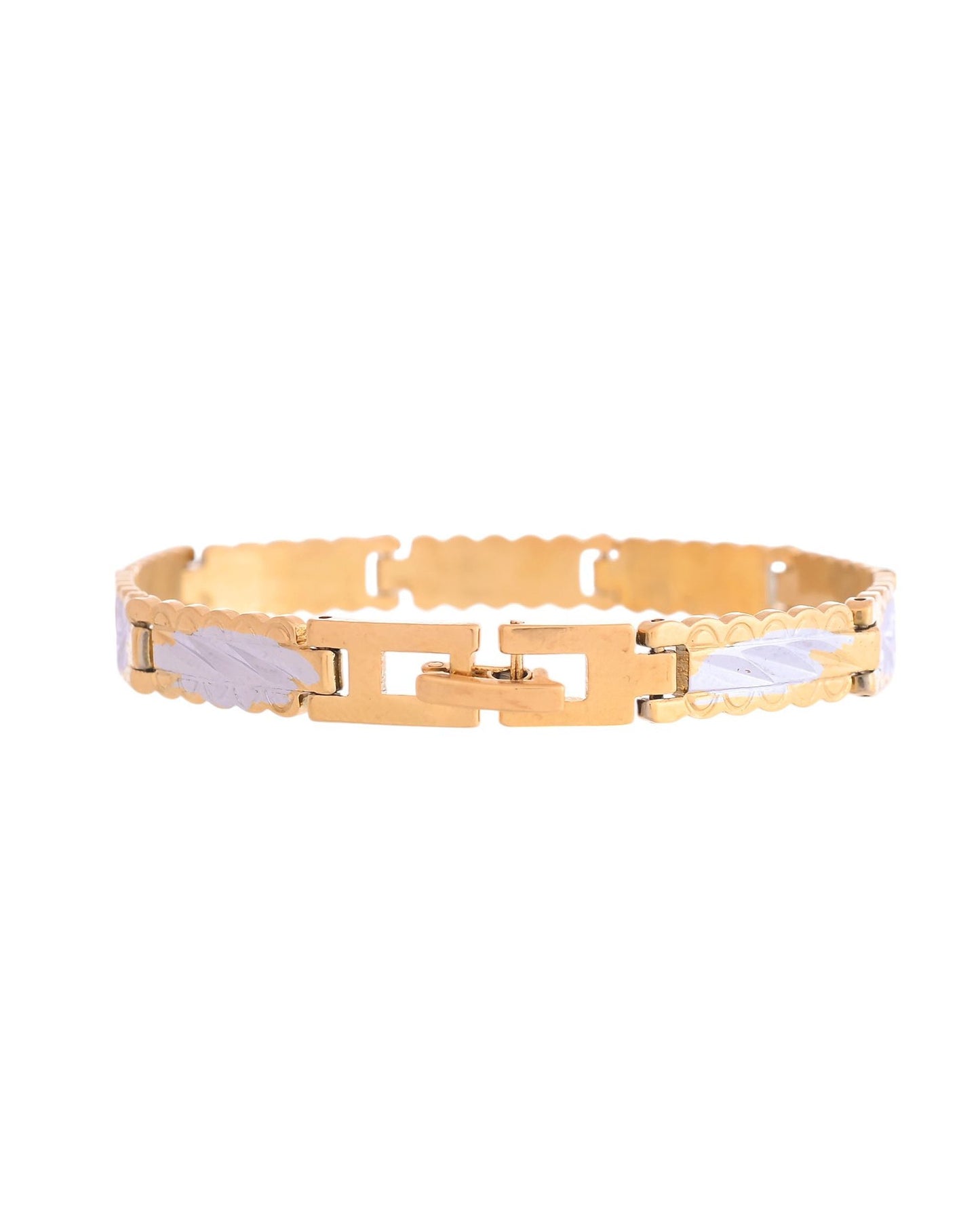 VOJ Men's Double Toned Textural Linked Bracelet