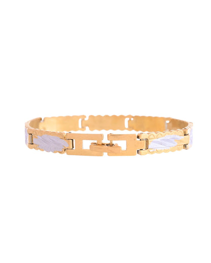 VOJ Men's Double Toned Textural Linked Bracelet