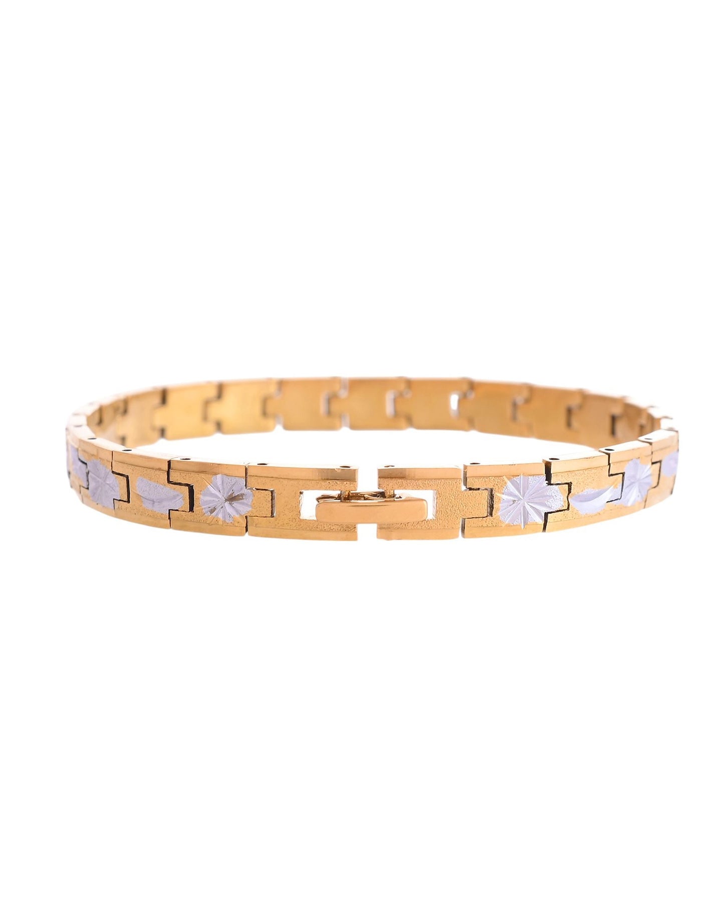 VOJ Men's Double Toned Textural Stainless Steel Bracelet