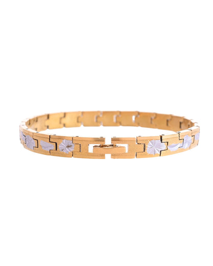 VOJ Men's Double Toned Textural Stainless Steel Bracelet