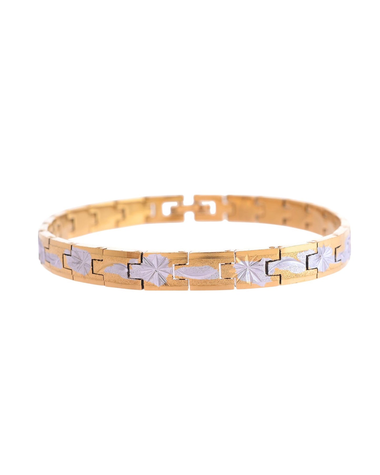 VOJ Men's Double Toned Textural Stainless Steel Bracelet