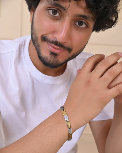 VOJ Dual Toned Alloy Bracelet For Men