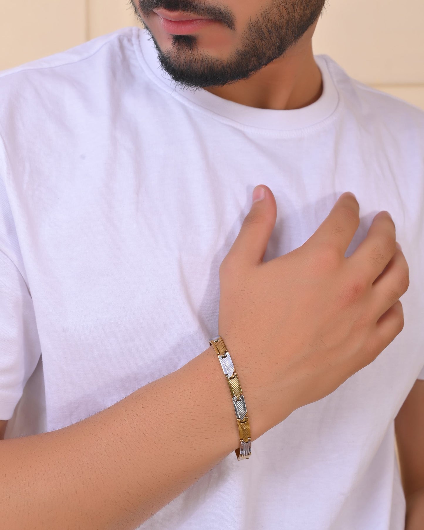 VOJ Dual Toned Alloy Bracelet For Men