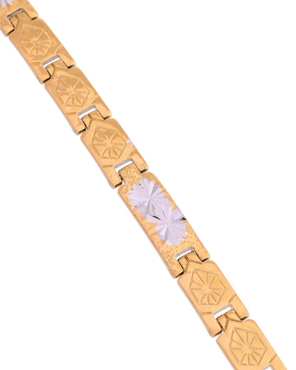 VOJ Gold And Silver Toned Stainless Steel Textural Bracelet For Men