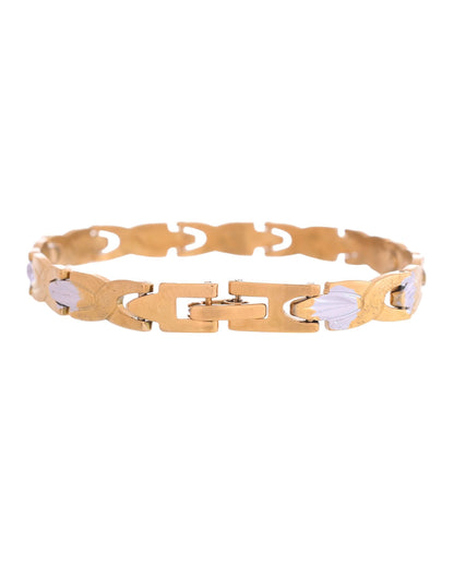 VOJ Gold And Silver Toned Stainless Steel Textural Linked Bracelet For Men