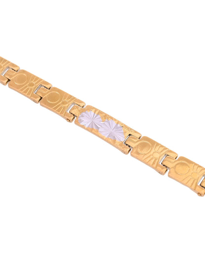VOJ Gold And Silver Toned Stainless Steel Linked Bracelet For Men