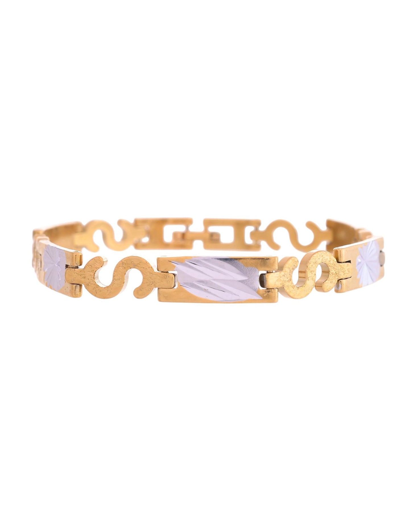 VOJ Gold And Silver Toned Stainless Steel Dolor Sign Bracelet For Men