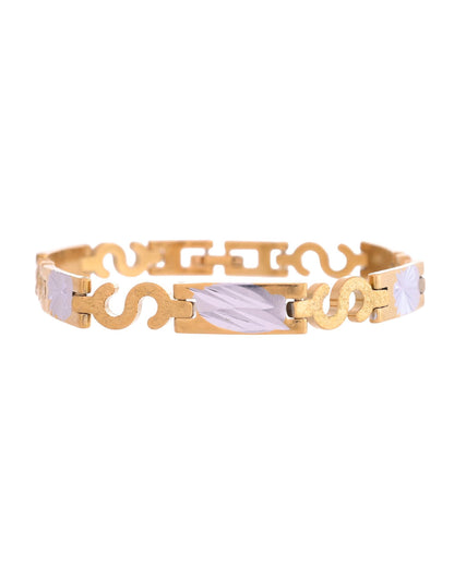 VOJ Gold And Silver Toned Stainless Steel Dolor Sign Bracelet For Men