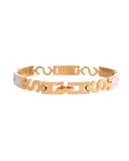 VOJ Gold And Silver Toned Stainless Steel Dolor Sign Bracelet For Men