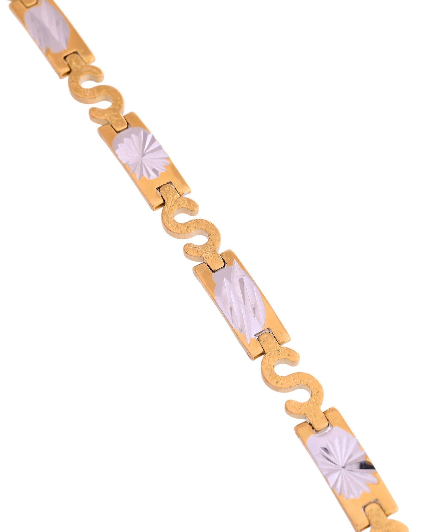 VOJ Gold And Silver Toned Stainless Steel Dolor Sign Bracelet For Men