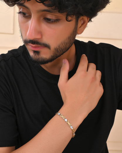 VOJ Gold And Silver Toned Stainless Steel Designer Bracelet For Men