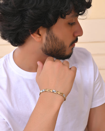 VOJ Double Toned Textural Designer Bracelet For Men