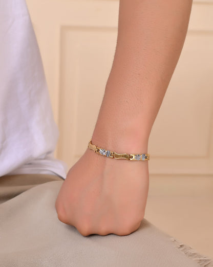 VOJ Double Toned Textural Designer Linked Bracelet For Men