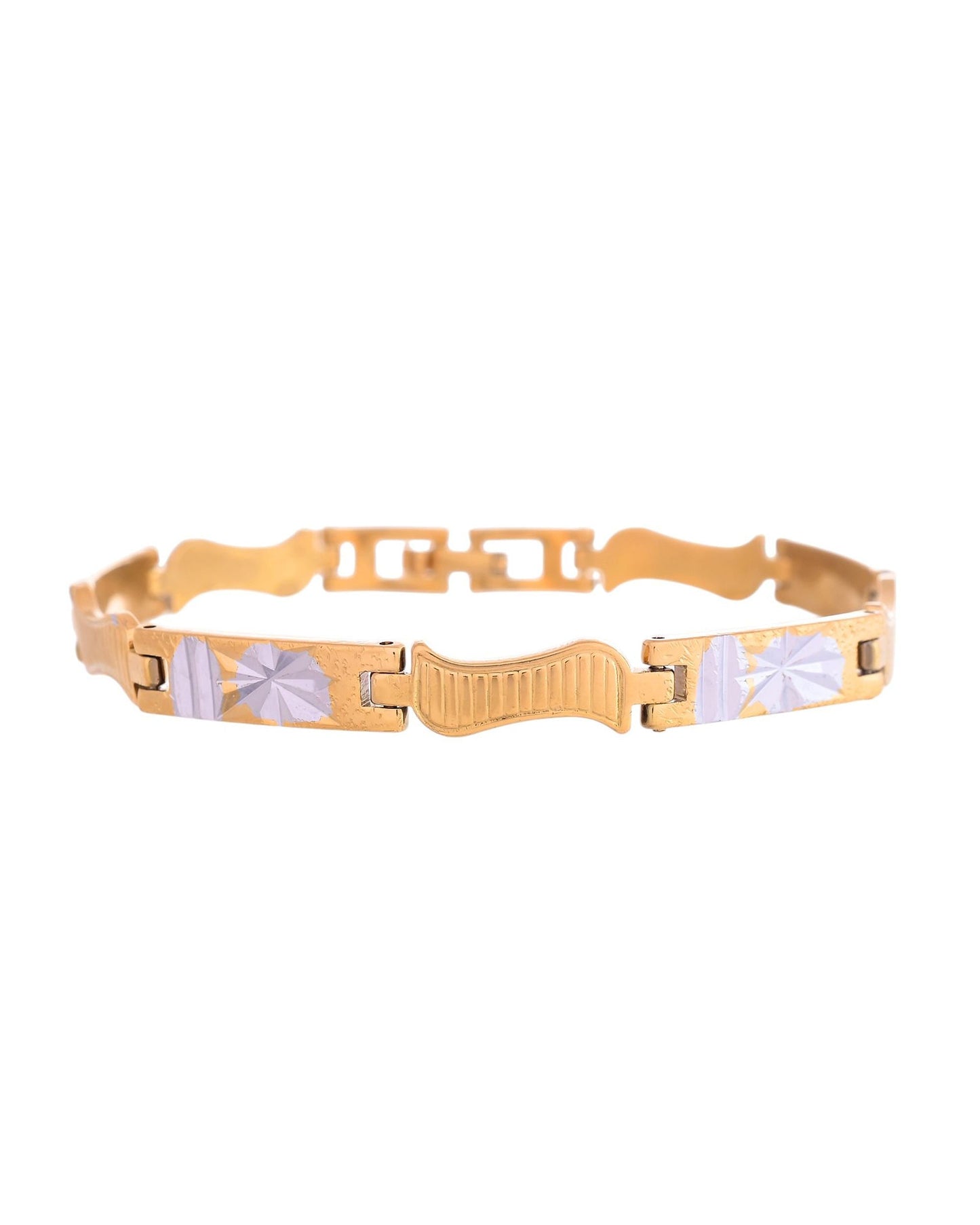 VOJ Double Toned Textural Designer Linked Bracelet For Men