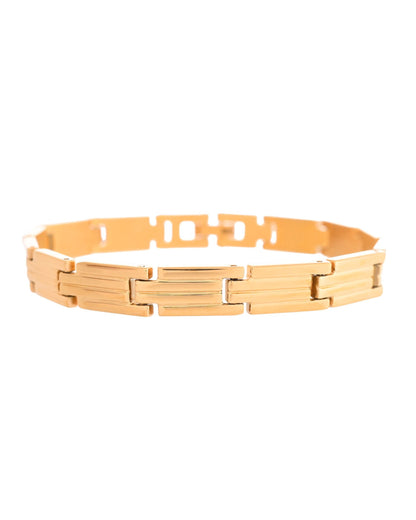 VOJ Gold Polished Linked Designed Bracelet For Men's