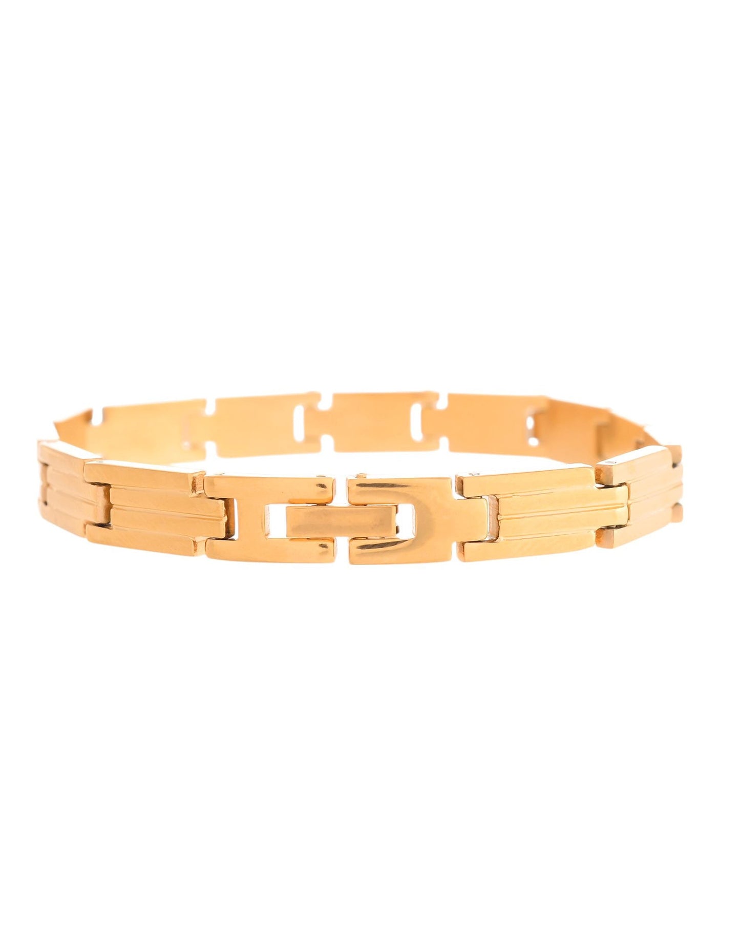 VOJ Gold Polished Linked Designed Bracelet For Men's