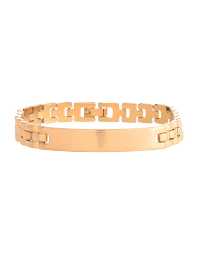VOJ Men Gold Polished Link Bracelet