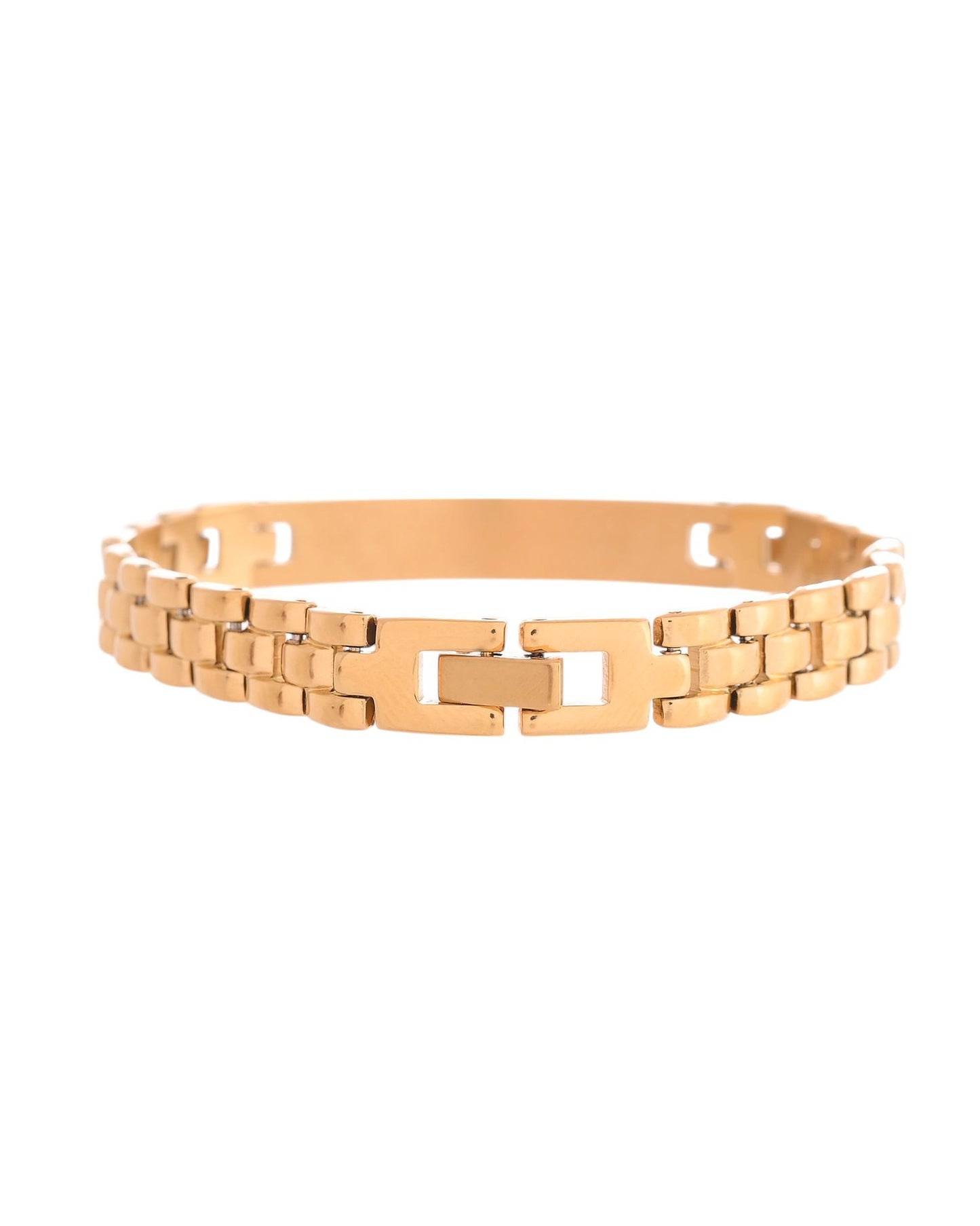 VOJ Men Gold Polished Link Bracelet