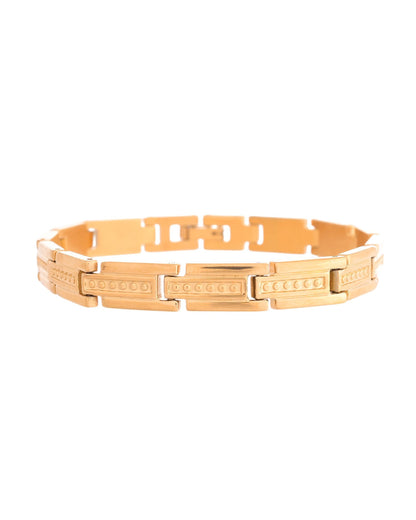 VOJ Men Gold Polished Textural Link Bracelet