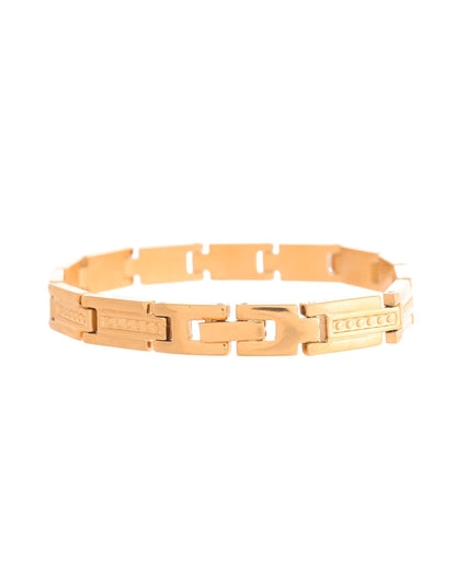 VOJ Men Gold Polished Textural Link Bracelet