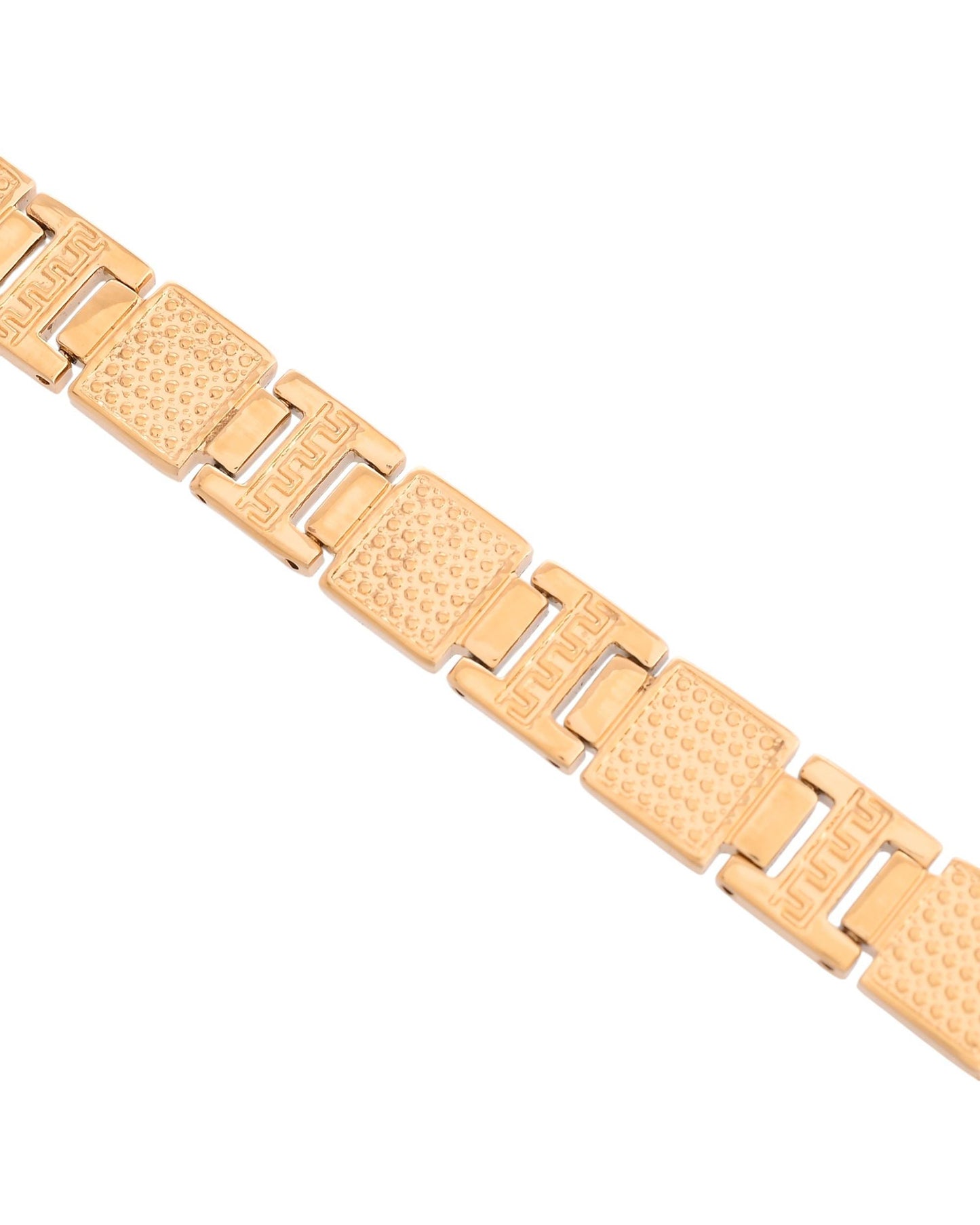 VOJ Men Gold-Toned Stainless Steel Textured Chain Bracelet
