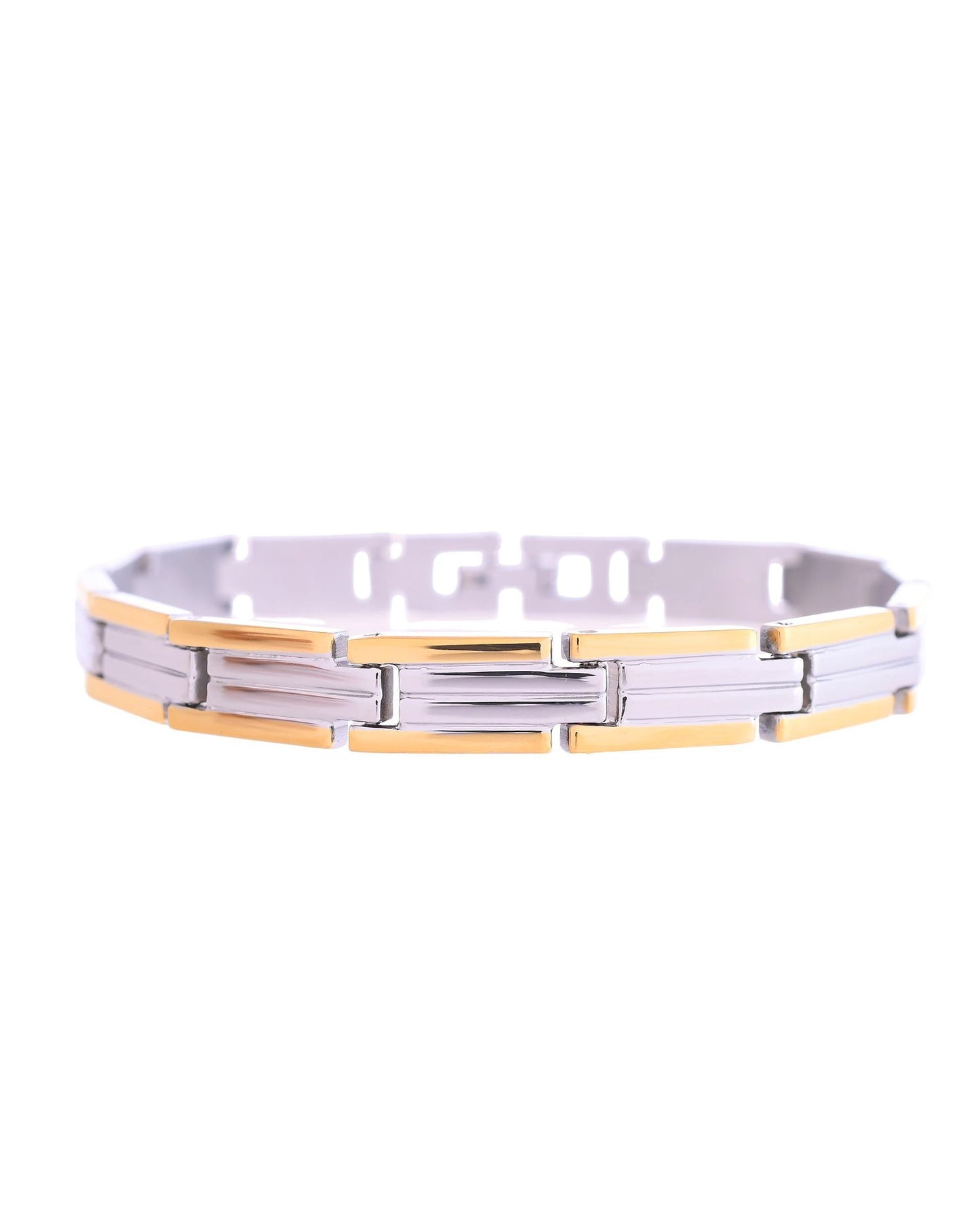 VOJ Men Double-Toned Stainless Steel Linked Chain Bracelet